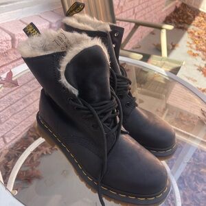 Dr. Martens Black Fur-Lined Combat Boots